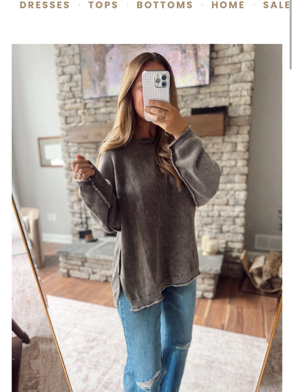 Chocolate brown split hem sweater
